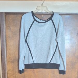 Happening in the Present Gray Top with Black Accents